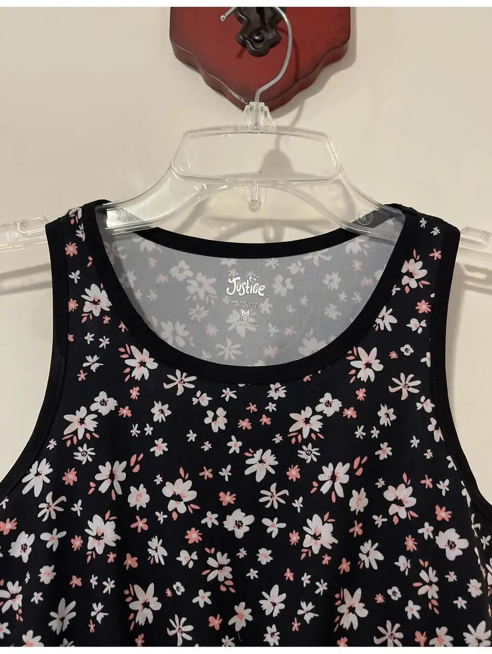Justice Girls Size 10 Black Floral Sleeveless Elastic-Waist Dress! A6139